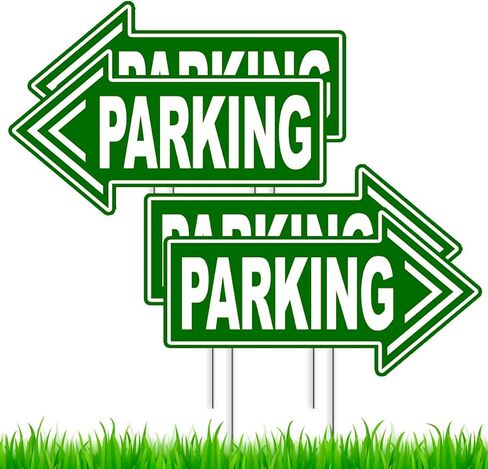4PC Directional Parking Signs Arrows with Stakes - 15x8 Double Sided Coroplast Parking Signs for Outside - Event Sign - Arrow Signs with Stakes in Kuwait