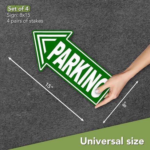 4PC Directional Parking Signs Arrows with Stakes - 15x8 Double Sided Coroplast Parking Signs for Outside - Event Sign - Arrow Signs with Stakes in Kuwait