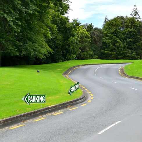 4PC Directional Parking Signs Arrows with Stakes - 15x8 Double Sided Coroplast Parking Signs for Outside - Event Sign - Arrow Signs with Stakes in Kuwait