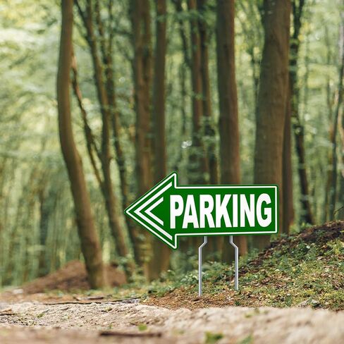 4PC Directional Parking Signs Arrows with Stakes - 15x8 Double Sided Coroplast Parking Signs for Outside - Event Sign - Arrow Signs with Stakes in Kuwait