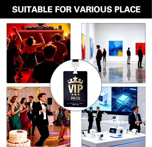 10 مجموعات من حبل شارة VIP مع بطاقة، وتذاكر VIP بلاستيكية مع حبل قصير لحدث الموظفين وبطاقة خلف الكواليس لحفلات أعياد الميلاد، وحفلات الموسيقى، وليالي الأفلام، وحفلات موسيقية (أسود، ذهبي) in Kuwait