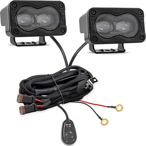 Rough Country Slim SAE LED Fog Lights 3" x 1.75" - Street Legal Fog Light Kit, Swivel Mount, IP67 Waterproof, White in Saudi Arabia