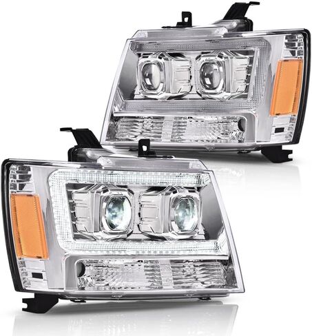 PIT66 مجموعة المصابيح الأمامية الأمامية متوافقة مع Chevy Suburban Tahoe 2007-2014 Fit Chevy Avalanche Headlamps 2007-2013 عدسات شفافة مبيت أسود عاكس شفاف in Saudi Arabia