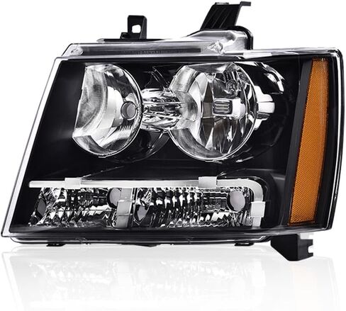 PIT66 مجموعة المصابيح الأمامية الأمامية متوافقة مع Chevy Suburban Tahoe 2007-2014 Fit Chevy Avalanche Headlamps 2007-2013 عدسات شفافة مبيت أسود عاكس شفاف in Saudi Arabia