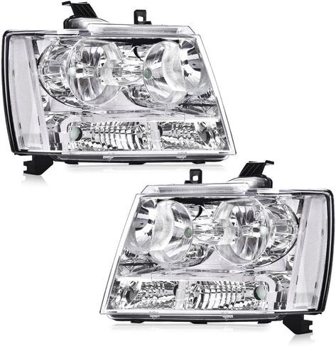 PIT66 مجموعة المصابيح الأمامية الأمامية متوافقة مع Chevy Suburban Tahoe 2007-2014 Fit Chevy Avalanche Headlamps 2007-2013 عدسات شفافة مبيت أسود عاكس شفاف in Saudi Arabia