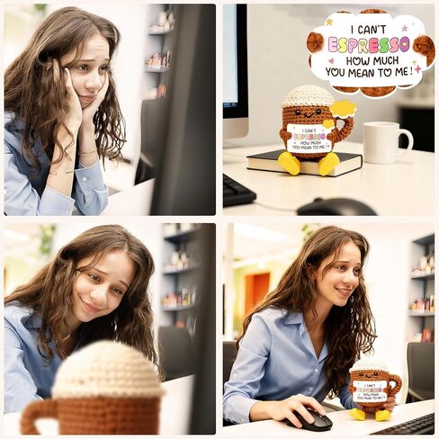 حشوات تخزين عيد الميلاد للنساء والرجال، ديكور مكتب فنجان قهوة كروشيه إيجابي للأصدقاء وزملاء العمل ومحبي القهوة، هدايا عيد الميلاد هدية لطيفة لمحبي القهوة للزوجة والزوج الذكرى السنوية شكرًا لك in Kuwait