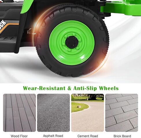 Costzon Ride on Tractor with Detachable Trailer, Kids' Electric Vehicles w/3-Gear-Shift Ground Loader, Wireless Design & USB, 7 LED Headlights, Remote Control Tractor Toy for Kids 3+ (12V, Green) in Saudi Arabia