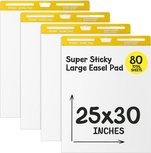 ReliThick 2 Pack لوحة حامل لاصقة، 25 × 30 بوصة، بيضاء، 20 ورقة/وسادة، ورق مخطط قلاب للمعلمين، ورق مخطط لاصق كبير للجدار، وسادة حامل ذاتية اللصق للفصول الدراسية المكتبية والمدرسة in Saudi Arabia