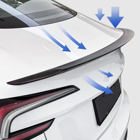 TSTORY Tesla Model Y Juniper 2025-2026 أحدث 100% من ألياف الكربون الحقيقية سبويلر خلفي أداء نوع سبويلر جناح خلفي Tesla Model Y Accessories 2025 2026 (موديل Y Juniper-Mate Carbon Fiber) in Saudi Arabia