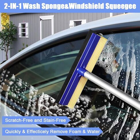 طقم ممسحة فرشاة غسيل السيارة مقاس 56.7 بوصة من Anngrowy، إسفنجة ميت مع مقبض طويل، مجموعة لوازم تنظيف السيارة، أدوات غسيل السيارات، منفضة خارجية خالية من الخدوش، عمود تمديد رأس بديل من الشنيل in Kuwait