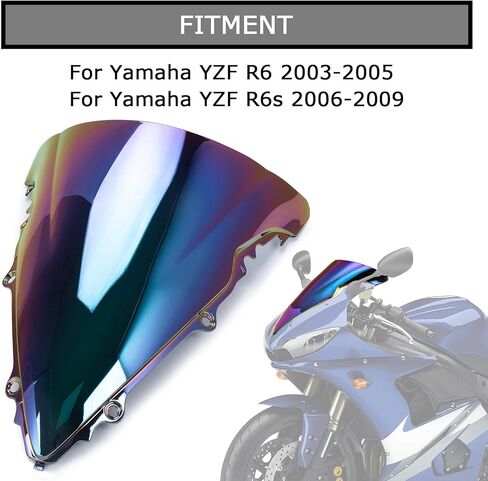 Windshield Windscreen Double Bubble Front Wind Screen Shield Protective Cover for YZF R6 2003 2004 2005 and for YZF R6S 2006 2007 2008 2009(ColorfulA) in Saudi Arabia