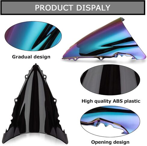 Windshield Windscreen Double Bubble Front Wind Screen Shield Protective Cover for YZF R6 2003 2004 2005 and for YZF R6S 2006 2007 2008 2009(ColorfulA) in Saudi Arabia