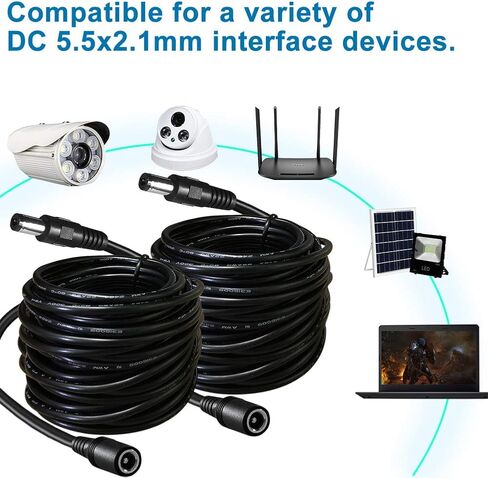 SIOCEN【2-Pack】DC Power Extension Cable 13ft 5.5mm x 2.1mm 12V DC Security Camera Extension Cord Male to Female for CCTV Indoor,Standalone LED Strip,DC Power Supply Adapter Extender Cable in Kuwait