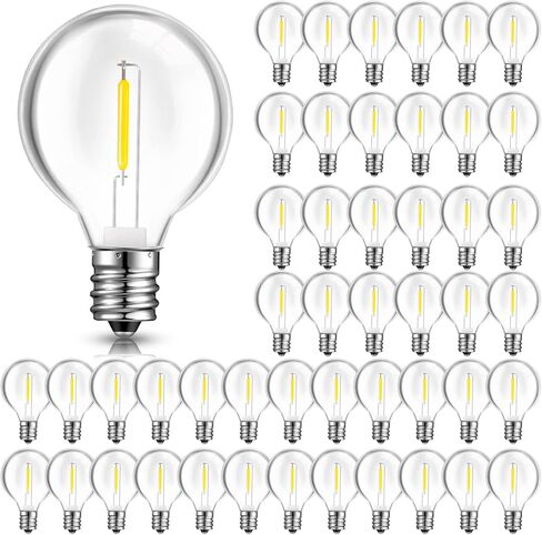 LEIFIDE 100 Pcs G40 LED Light Bulbs Replacement 1W Globe Bulbs Outdoor LED Light Bulb Fits C7 and E12 Candelabra Screw Base Sockets LED String Light Bulbs Shatterproof Bulbs, 2700k(Red, Green) in Saudi Arabia