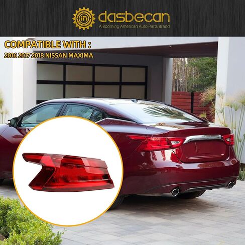 مصباح خلفي LED من Dasbecan متوافق مع 2016-2018 Nissan Maxima الضوء الخلفي للمصباح الخلفي الأيسر للسائق استبدال # 265554RA2A NI2804104 in Kuwait