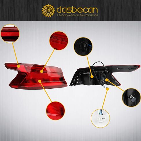 مصباح خلفي LED من Dasbecan متوافق مع 2016-2018 Nissan Maxima الضوء الخلفي للمصباح الخلفي الأيسر للسائق استبدال # 265554RA2A NI2804104 in Kuwait