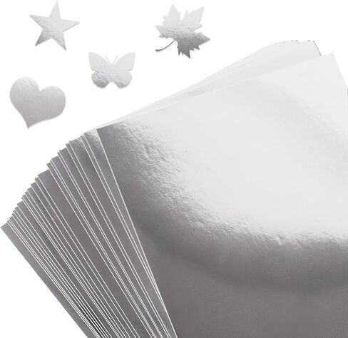 Klmnop 80 Sheets Sliver Mirror Cardstock Paper - A4 Size(250gsm) Metallic Reflective Foil Cardstock for Crafts, Invitations, Scrapbooks, Greeting Cards and Birthday Party Decoration(Sliver) in Saudi Arabia