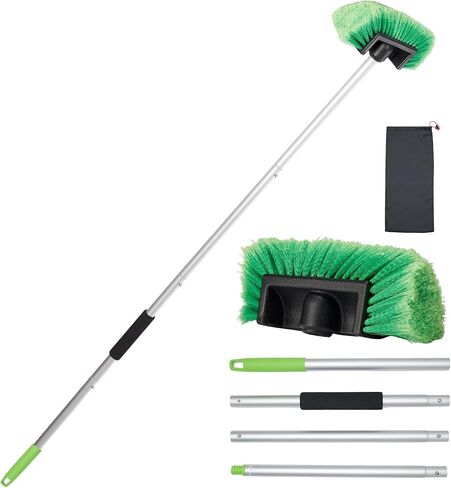 Car Wash Brush with Long Handle, 60'' Soft Bristle Cleaning Brush, Car Cleaning Brushes, Carwash Brushes for SUV, RV, Boat, Truck, House Siding, Sweep Snow, Green in Saudi Arabia