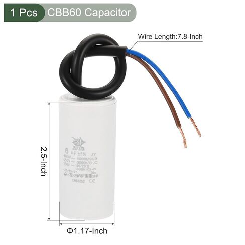 YOKIVE 18uF CBB60 Capacitor with 2 Wires, AC 450V(White, 73x40mm) in Saudi Arabia