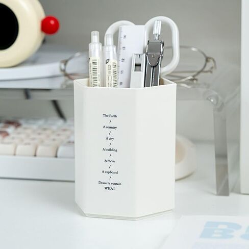 Hexagonal Pencil Holder, Creative Fashion Cute Desktop Storage Box Perfect for Office School Classroom and Home Desktop (White) in Saudi Arabia