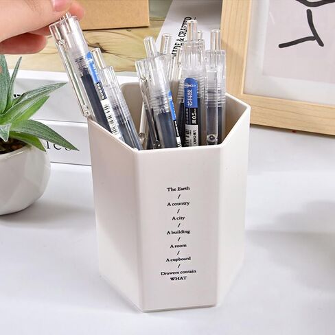 Hexagonal Pencil Holder, Creative Fashion Cute Desktop Storage Box Perfect for Office School Classroom and Home Desktop (White) in Saudi Arabia