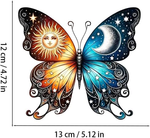 2 PCS Butterfly Vinyl Decals, Sun Moon Stars Design,Waterproof Removable Stickers for Laptops, Cars, Trucks, Bumpers,Motorcycles Z-093 in Kuwait