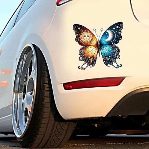 2 PCS Butterfly Vinyl Decals, Sun Moon Stars Design,Waterproof Removable Stickers for Laptops, Cars, Trucks, Bumpers,Motorcycles Z-093 in Kuwait