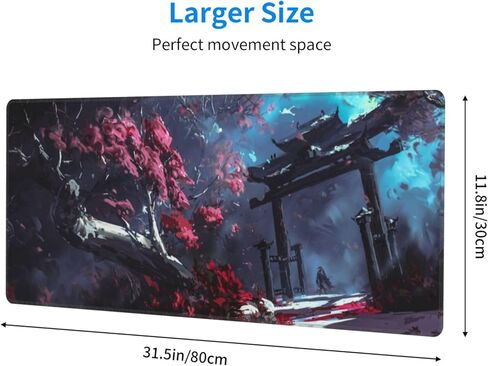 Japanese Samurai and Forest Mouse Pad, Waterproof Extended Large Gaming Mousepad Desktop, Big Long Non-Slip Mouse Mat for Laptop, Keyboard, Computer for Decor Office, 31.5 * 11.8 in in Saudi Arabia