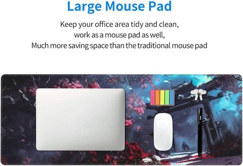 Japanese Samurai and Forest Mouse Pad, Waterproof Extended Large Gaming Mousepad Desktop, Big Long Non-Slip Mouse Mat for Laptop, Keyboard, Computer for Decor Office, 31.5 * 11.8 in in Saudi Arabia