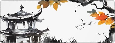Japanese Samurai and Forest Mouse Pad, Waterproof Extended Large Gaming Mousepad Desktop, Big Long Non-Slip Mouse Mat for Laptop, Keyboard, Computer for Decor Office, 31.5 * 11.8 in in Saudi Arabia