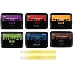 Simon Hurley Stellar Dye Ink Bundles - SHC Stellar Ink Pads & Reinkers, Released May 2025, with Trebbies Detail Sticks (6 Bold Ink Pads) in Saudi Arabia