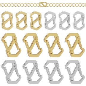 14PCS Double Opening Lobster Clasp 2 Sizes Necklace Extender Clasps Bracelet Clasps and Closures Stainless Steel S Lock Bracelet Chain Shortener Clasp Clip for Jewelry Making and Repair(Gold; Silver) in Kuwait