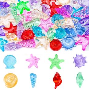 100 قطعة من الأصداف البحرية الأكريليك الملونة من Kaiyuan Dynasty لنثر الطاولة محارة بلاستيكية لديكور حشو المزهرية الأصداف البحرية المزيفة لخزانات الأسماك ديكورات الشاطئ تحت عنوان in Kuwait