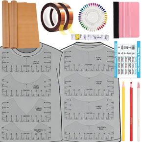 12Pcs Tshirt Ruler Guide for Vinyl Alignment, T Shirt Rulers to Center Designs, Fit for Heat Press, Children Youth Adult, Front and Back Measurement in Saudi Arabia