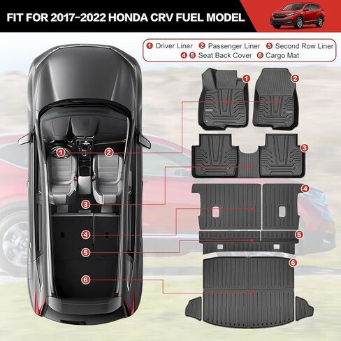 Cargo Mat Floor Mat Fit for CRV 2017-2022 Fuel Model Floor Liner Cargo Backseat Protector for Honda CRV Accessories(Cargo+Floor+Seatback Mat, 17-22CRV(Not for Hybrid or Touring)) in Saudi Arabia