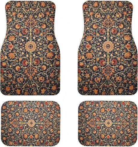 Vintage Boho Car Floor Mats-Non-Slip Rubber Backing,Front (26.8x17.3in) & Rear (13x17.3in) Set-Water Absorbing, Durable Automotive Floor Liners with Stylish Patterns in Kuwait