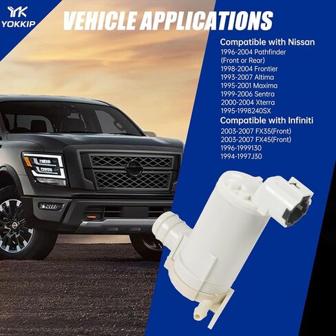 مضخة غسيل الزجاج الأمامي - بديلة لنيسان مورانو كويست روج، إنفينيتي EX35 EX37 FX35 FX37 FX50 QX50 QX56 - مضخة سائل الغسالة مع حلقة معدنية تحل محل OEM: 28920-CA000 in Kuwait