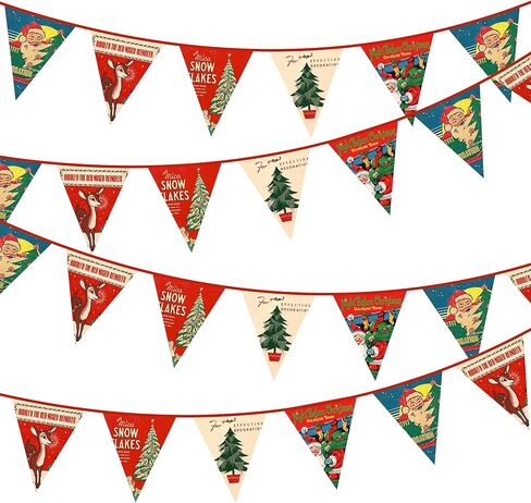 32Ft Blue and White Snowflakes Banner Triangle Flag Pennant Bunting Fabric Garland Streamers for Winter Wonderland Christmas Frozen Birthday X-mas New Years Party Festivals Hanging Decorations in Saudi Arabia