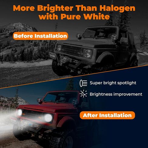7 Inch Round Led Glass Headlight Lens Housing, Housing LED Halogen Chrome Glass Lens Headlights Conversion Kit for H4 HB2 9003 Bulbs H6024 Sealed Beam Round Headlight 1Pcs in Saudi Arabia