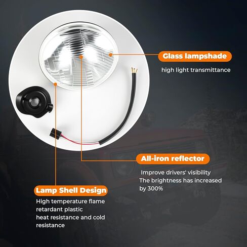 7 Inch Round Led Glass Headlight Lens Housing, Housing LED Halogen Chrome Glass Lens Headlights Conversion Kit for H4 HB2 9003 Bulbs H6024 Sealed Beam Round Headlight 1Pcs in Saudi Arabia