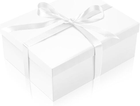 Linelglobal Large Gift Box with Lid for Present with Ribbon Filler Paper for Birthday Anniversary Father Day Foldable 16.5x12.5x5.9 - Black in Saudi Arabia