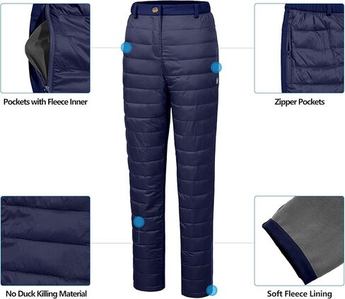 Little Donkey Andy Women's Lightweight Puffy Pants Winter Warm Insulated Puffer Quilted Pants for Hiking Snow Ski Fleece Lined Black XL in Saudi Arabia