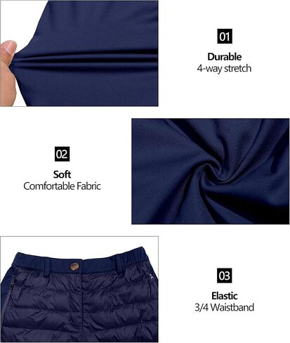 Little Donkey Andy Women's Lightweight Puffy Pants Winter Warm Insulated Puffer Quilted Pants for Hiking Snow Ski Fleece Lined Black XL in Saudi Arabia