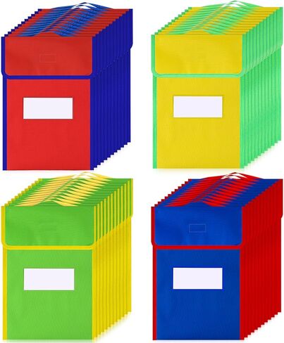 Large Book Pouches Book Bags for Classroom Bulk Book Bags with Clear Name Tag Pocket Colorful Student Book Protector Pouch Chair Pockets for Kid Classroom Homework Gift (16 Pcs) in Saudi Arabia