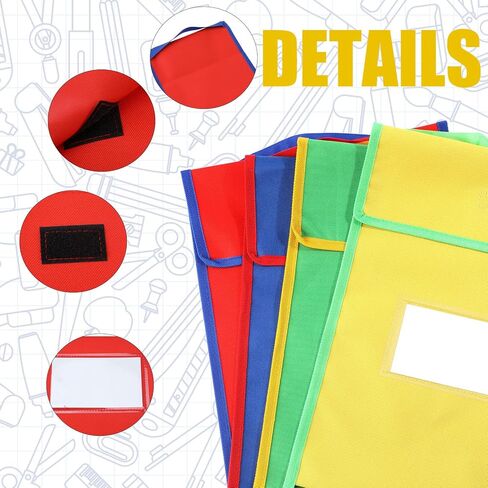 Large Book Pouches Book Bags for Classroom Bulk Book Bags with Clear Name Tag Pocket Colorful Student Book Protector Pouch Chair Pockets for Kid Classroom Homework Gift (16 Pcs) in Saudi Arabia