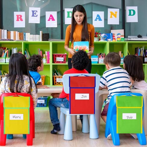 Large Book Pouches Book Bags for Classroom Bulk Book Bags with Clear Name Tag Pocket Colorful Student Book Protector Pouch Chair Pockets for Kid Classroom Homework Gift (16 Pcs) in Saudi Arabia