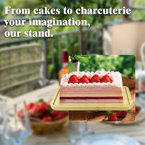 Wood Cake Stand with Lid, 11.8'' Rotating Cake Stand with Dome, Shaterproof 10.4'' Acrylic Cake Display Cover, Cake Holder Tray for Wedding Gift，Kitchen,Birthday,Parties,Baking Gifts in Kuwait