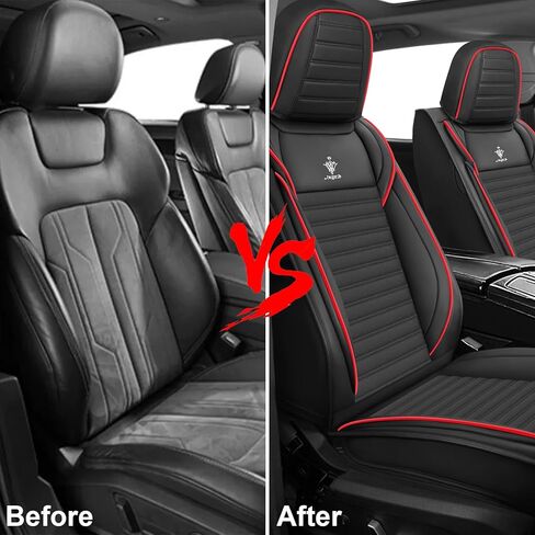 Seat Covers Full Set Custom Fit for Jeep Grand Cherokee 2011-2023, Standard Waterproof Car Seat Cover, Breathable and Comfortable Leather Cushion Cover, Auto Interior Accessories (Black Red) in Saudi Arabia