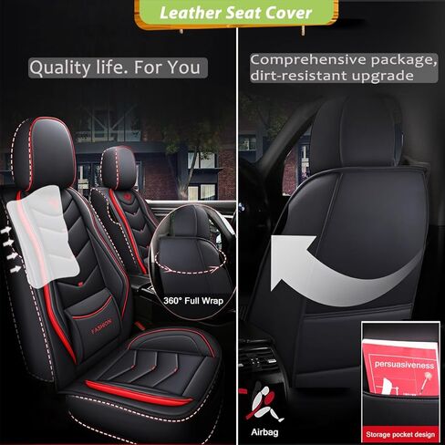 أغطية مقاعد السيارة لسيارة Honda Civic 2003-2026، مجموعة كاملة من أغطية المقاعد المصنوعة من الجلد الفاخر المقاوم للماء ومضادة للانزلاق مع تصميم آمن للوسائد الهوائية (أسود وأزرق، قياسي) in Kuwait