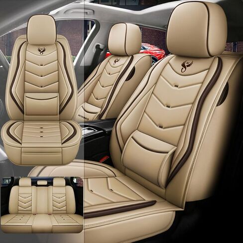 أغطية مقاعد السيارة لسيارة Honda Civic 2003-2026، مجموعة كاملة من أغطية المقاعد المصنوعة من الجلد الفاخر المقاوم للماء ومضادة للانزلاق مع تصميم آمن للوسائد الهوائية (أسود وأزرق، قياسي) in Kuwait